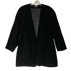 Vintage Velvet Open Front Jacket Duster Women's L Black Fairy Boho Artsy Glam